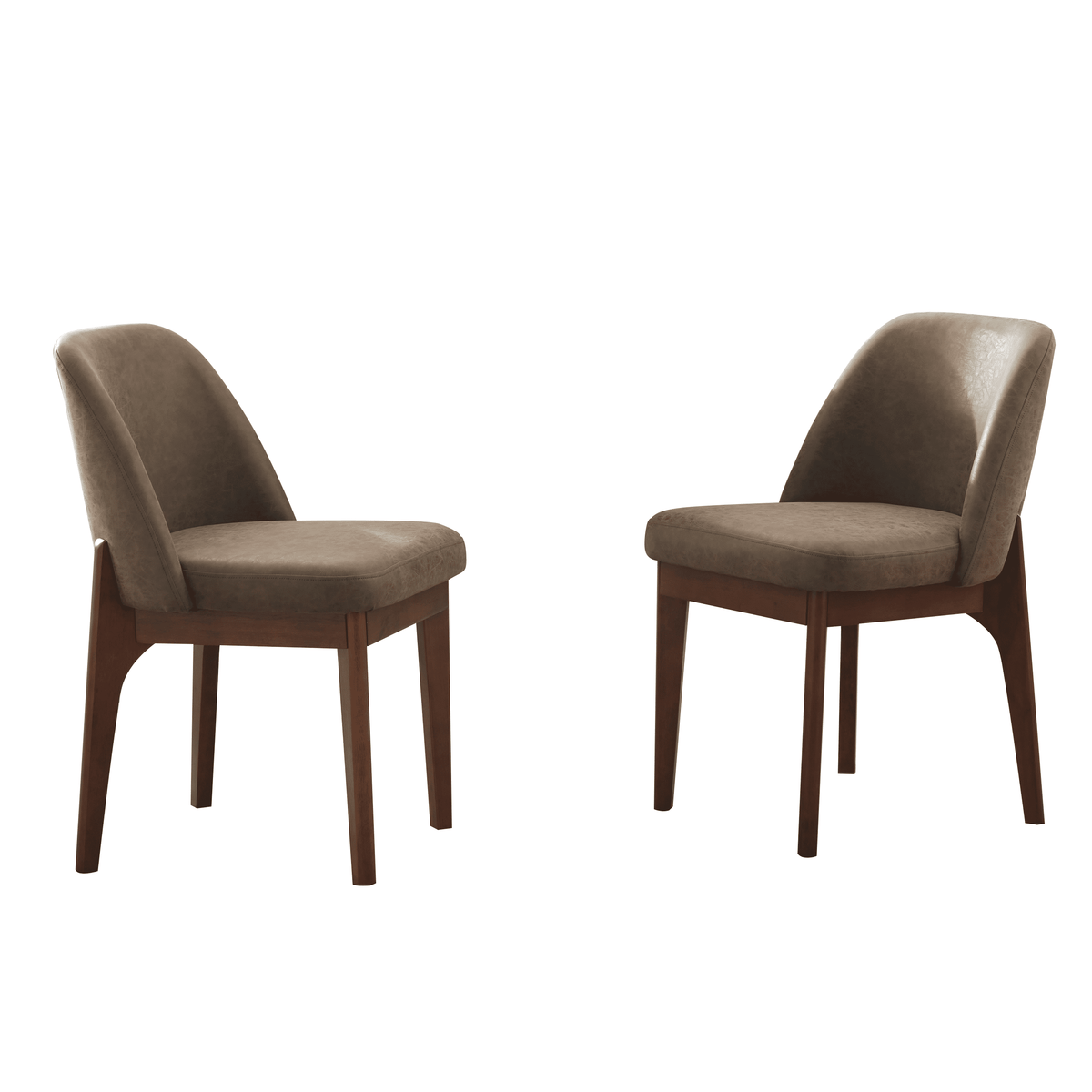 19.7" W Faux Leather Dining Chairs Set of 6, Modern Upholstered Kitchen Chairs with Solid Wood Legs, Easy Clean, Dark Brown
