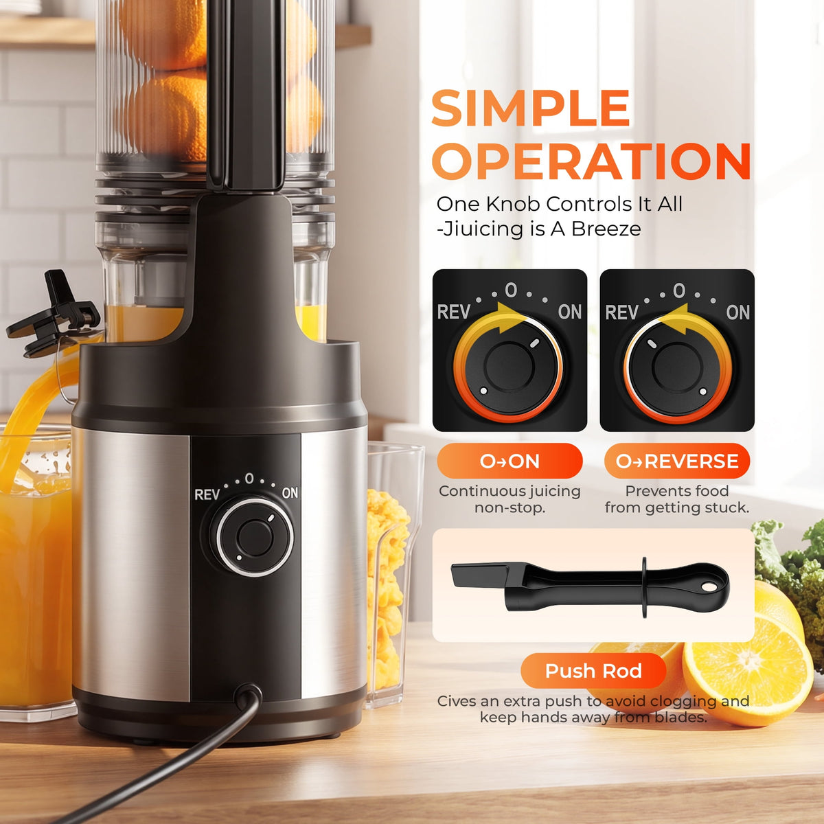 Juicer Machine,Cold Press Juicer with 5.12" Wide Feed Chute Fit Whole Fruits Vegetables, Masticating Juicer with High Juice Yield,Easy to Clean,Black