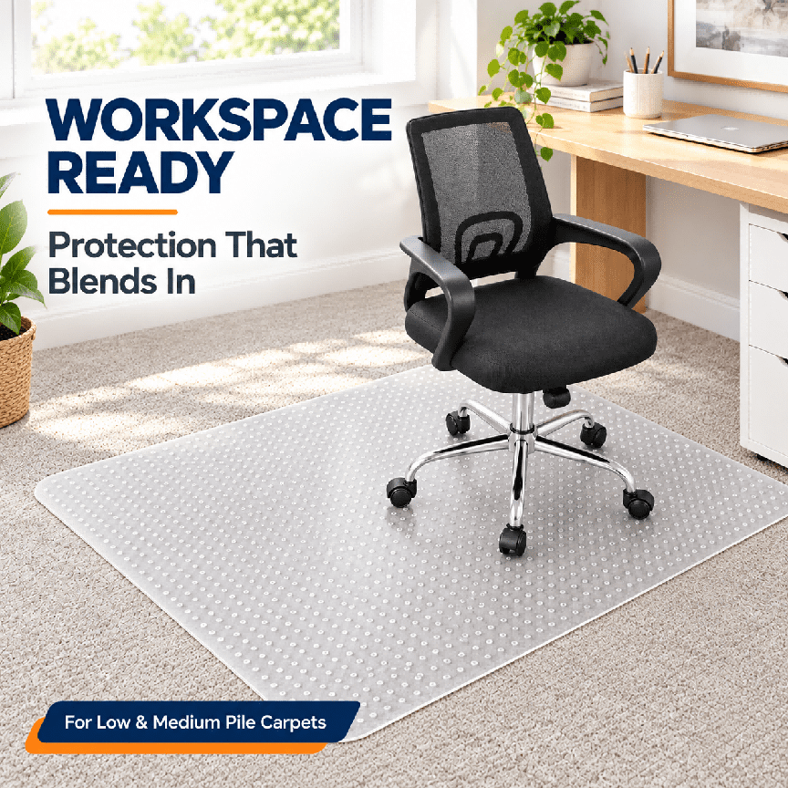 Office Chair Mat for Carpet Floors, 36x48 Heavy Duty Computer Chair Mat for Rolling Work, Clear