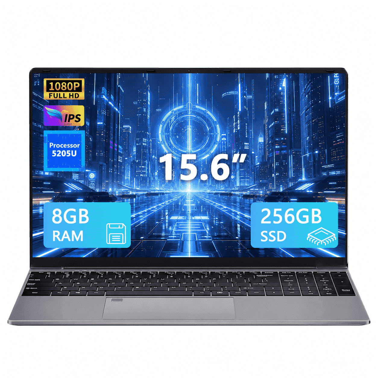 15.6 Student Laptop, Intel 5205U, 8GB RAM 256GB ROM Notebook Business Laptop for Beginner, Student, Business