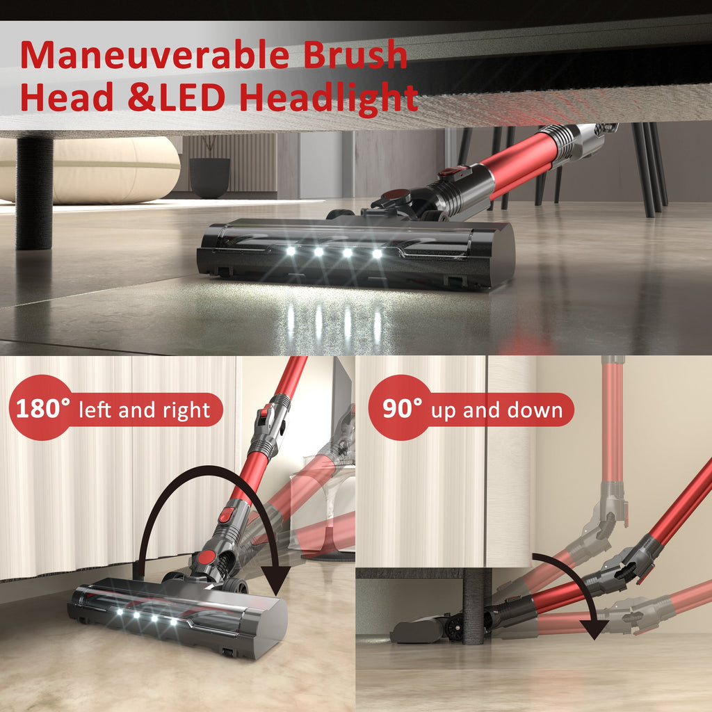 PrettyCare Cordless Stick Vacuum Cleaner - 160W, Lightweight