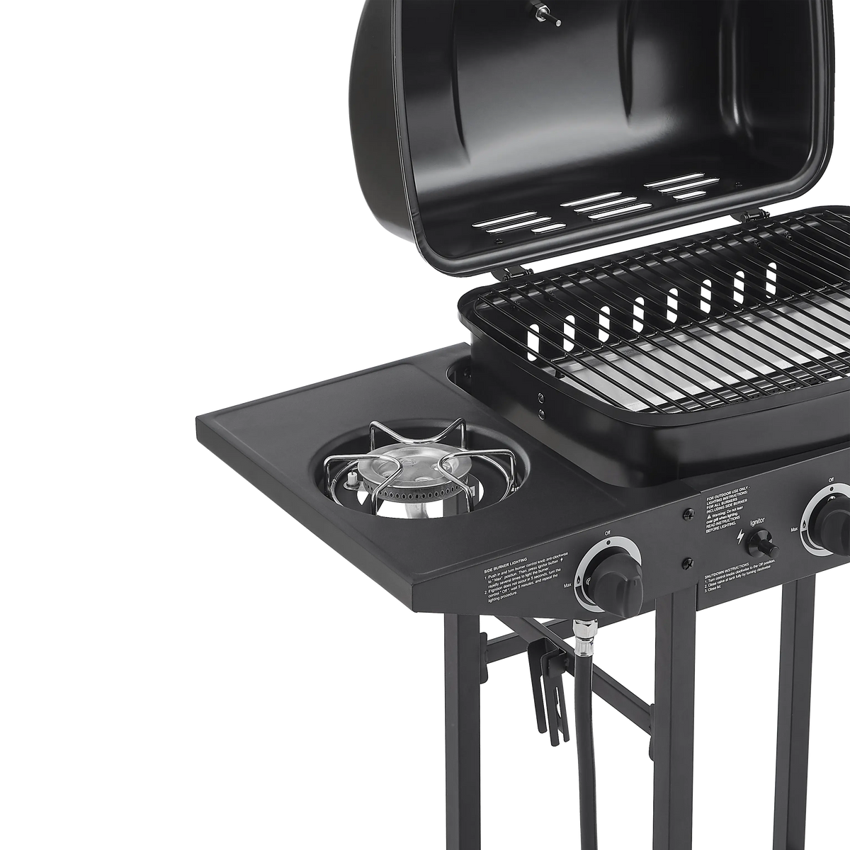 Portable Gas Grill, 24000BTU Grills with 2 Large Wheels, Propane Grill with Side Burner and Thermometer for Patio Activity