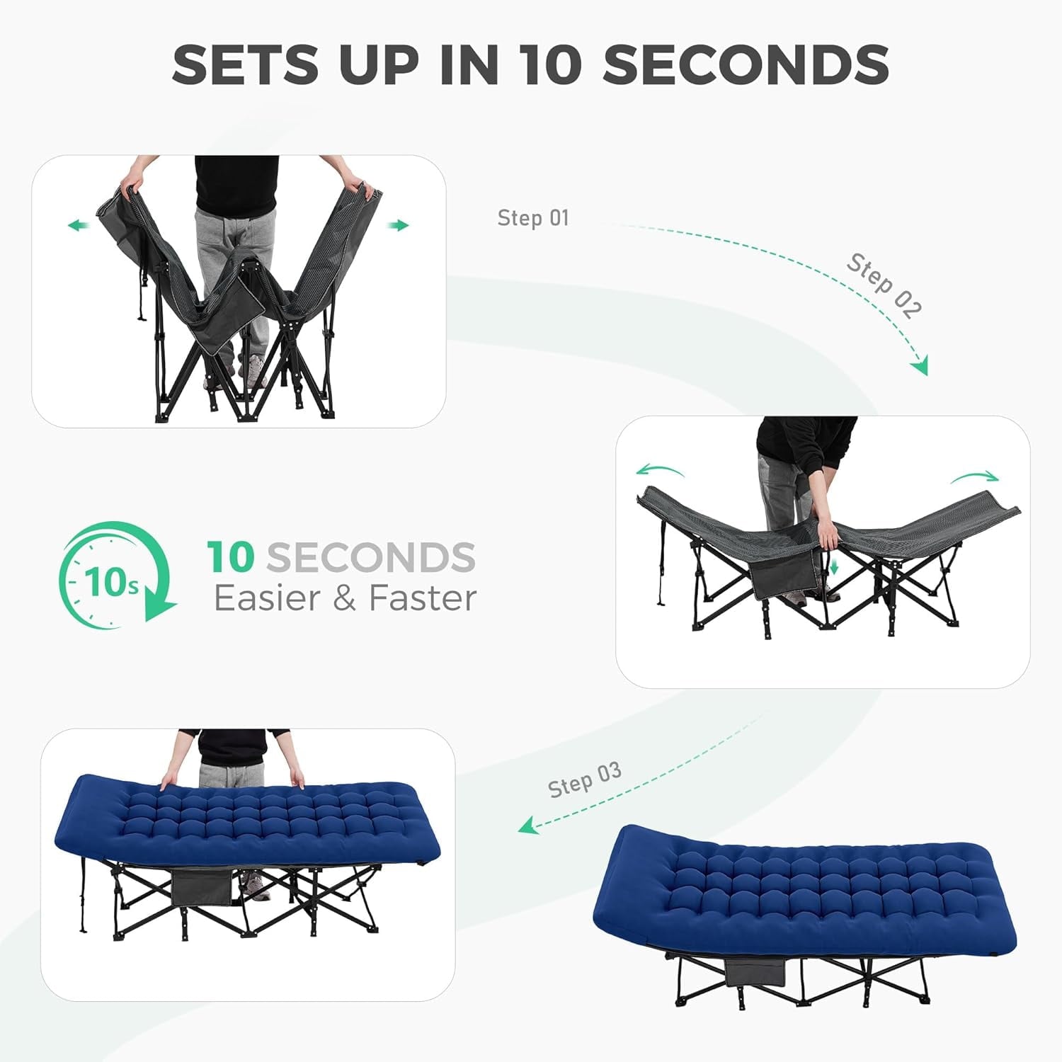 Folding Camping Cot with 2 Sided Comfort Mattress, 75*28 inch Double Layer Oxford Fabric Folding Bed, Portable Sleeping Bed Cot for Camp Office Nap Beach Travel