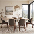 19.7" W Faux Leather Dining Chairs Set of 6, Modern Upholstered Kitchen Chairs with Solid Wood Legs, Easy Clean, Dark Brown