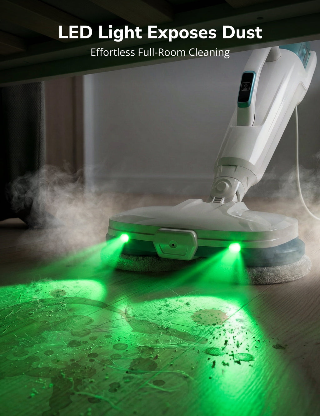 Steam Mop, 10-in-1 Steam Mop and Handheld Steamer, 15s Heat-Up, Self-Rotating Scrub Pads, 2 Steam Modes with Spray,500ML Removable Tank,LED Light,Floor Steamer for Hardwood,Tile, Carpet,Car