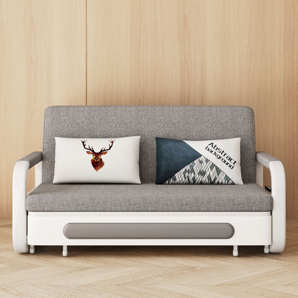 Furniture Modern Living 3-in-1 Sofa Bed, Gray Cotton-Linen with Assembly Tools