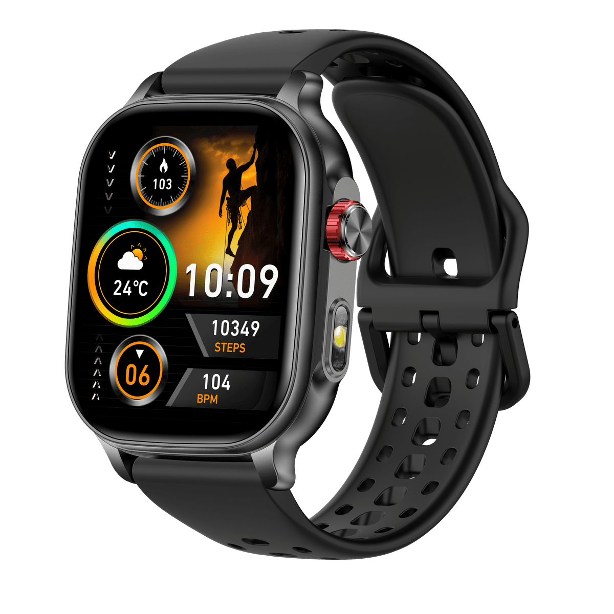 2.01'' IPS HD Smart Watch,Bluetooth Call,1400mAh Battery,LED Flashlight,100+Sports Modes,IP68 Waterproof Fitness Tracker for Android Iphone(Black)