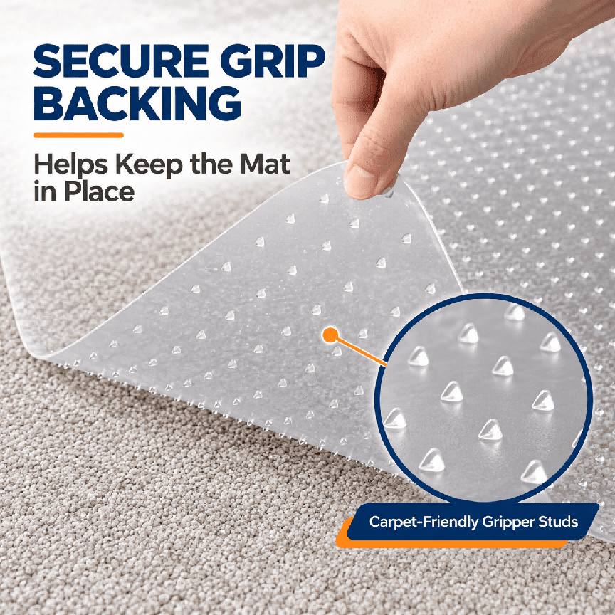 Office Chair Mat for Carpet Floors, 36x48 Heavy Duty Computer Chair Mat for Rolling Work, Clear