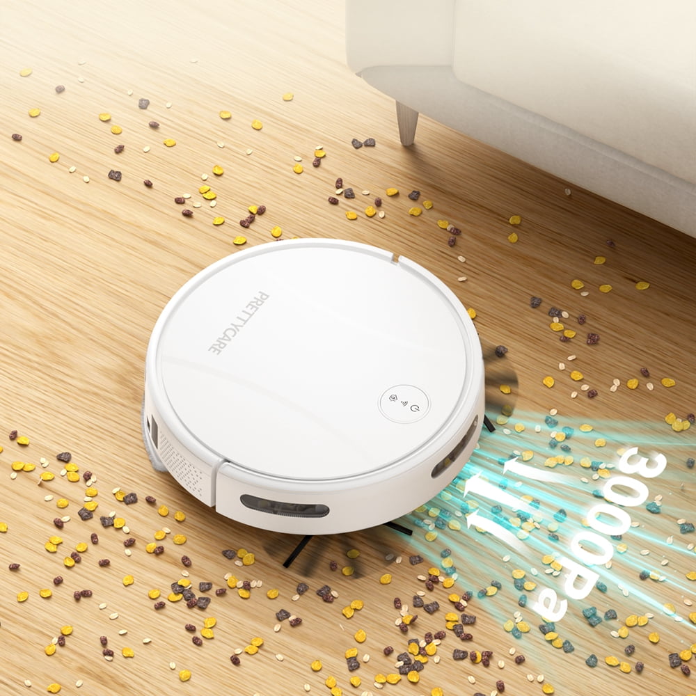 PrettyCare C2-v2 Robot Vacuum and Mop Combo Cleaner, 3-in-1, 8000Pa Suction, 5200mAh Battery, White