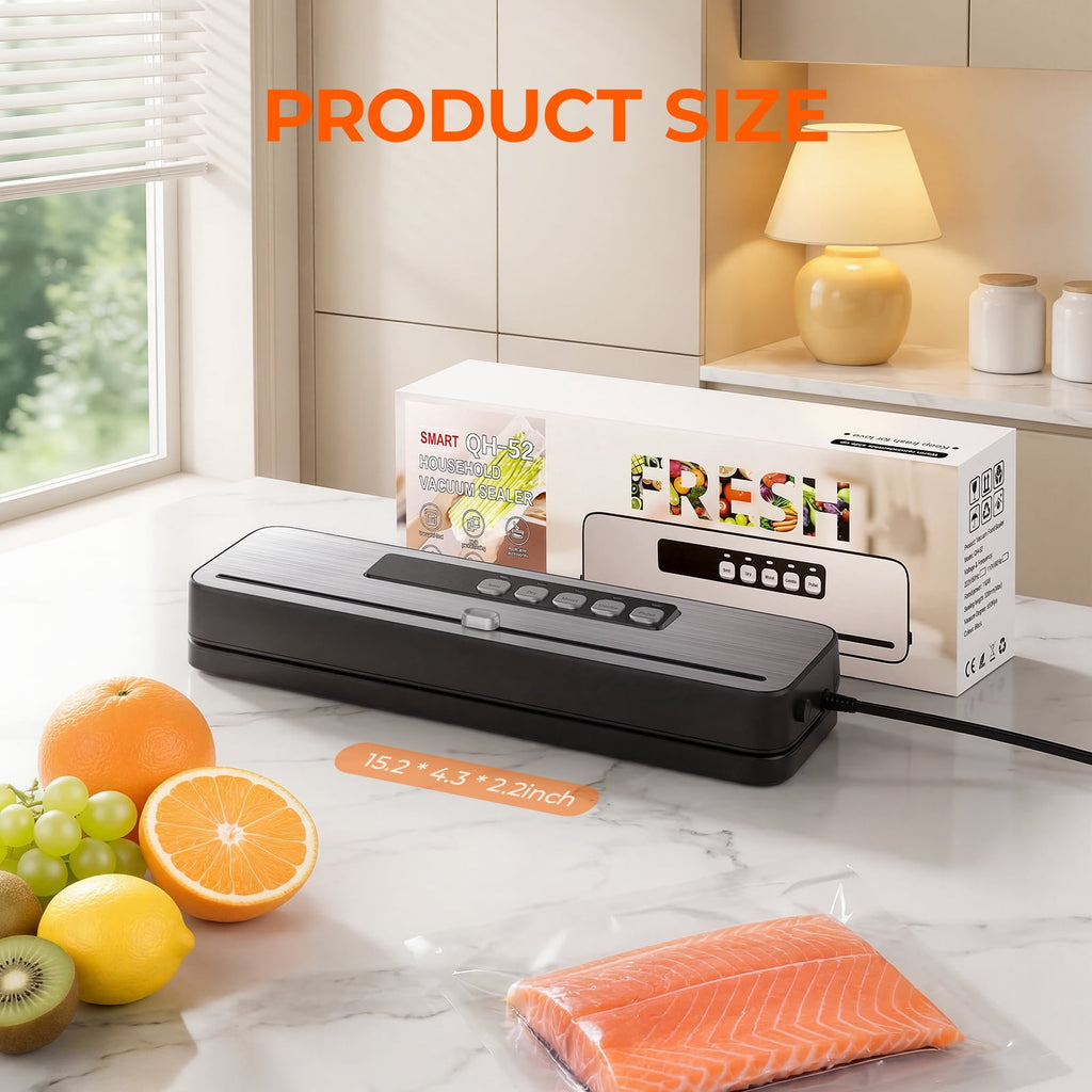 Vacuum Sealer Machine for Food with 20 Bags,60KPa Automatic Air Sealing Food Saver with Dry and Moist Food Modes,Led Indicator Lights, Easy to Clean, Compact Design