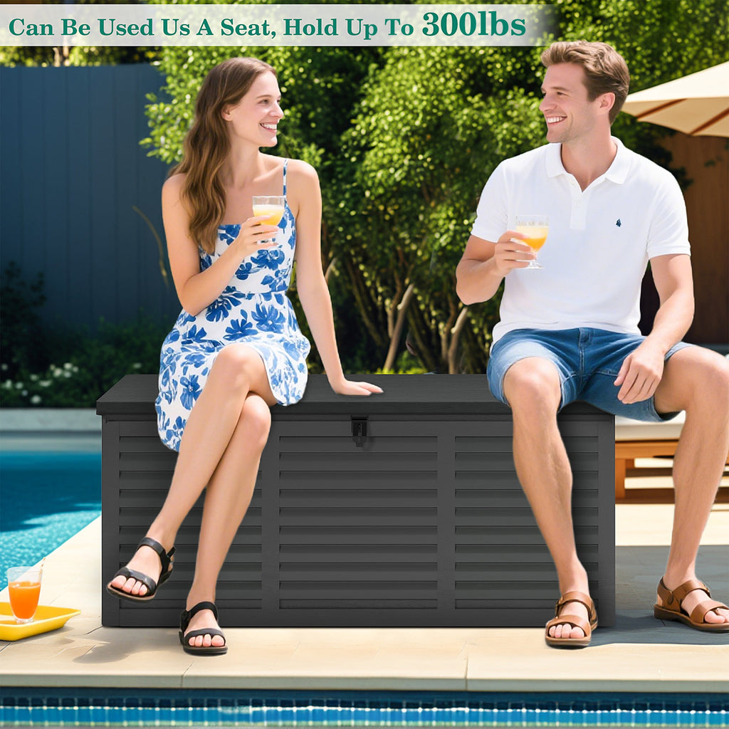 130 Gallon Resin Outdoor Storage Deck Box, Black