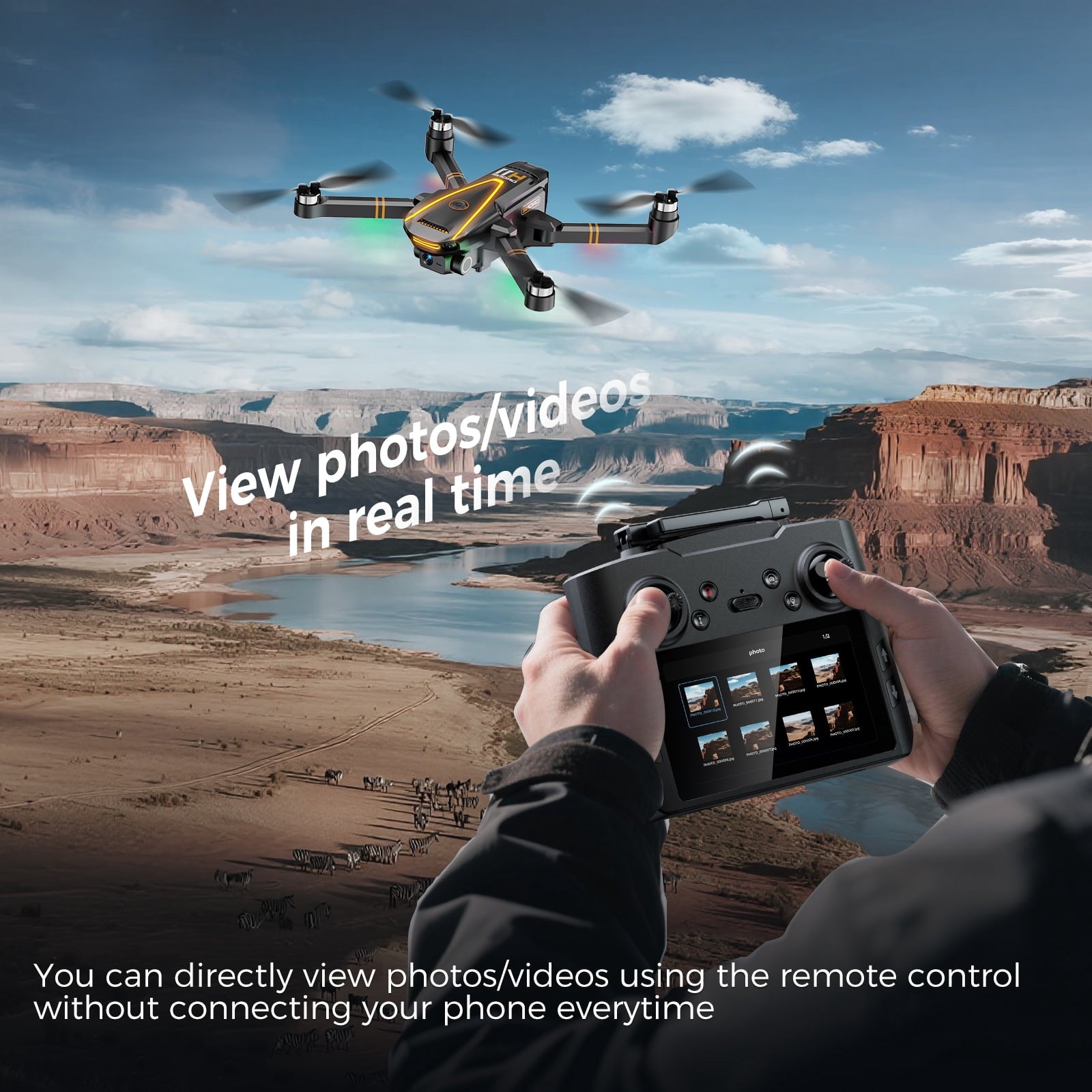 GPS Drone with 4K Camera,RC Drones with 4.5 inch HD Screen on Controller,Auto Return,2 Batteries for 45 min Flight Time,Long Range Transmission,Circle Fly and Follow Me Mode,Foldable Quadcopter