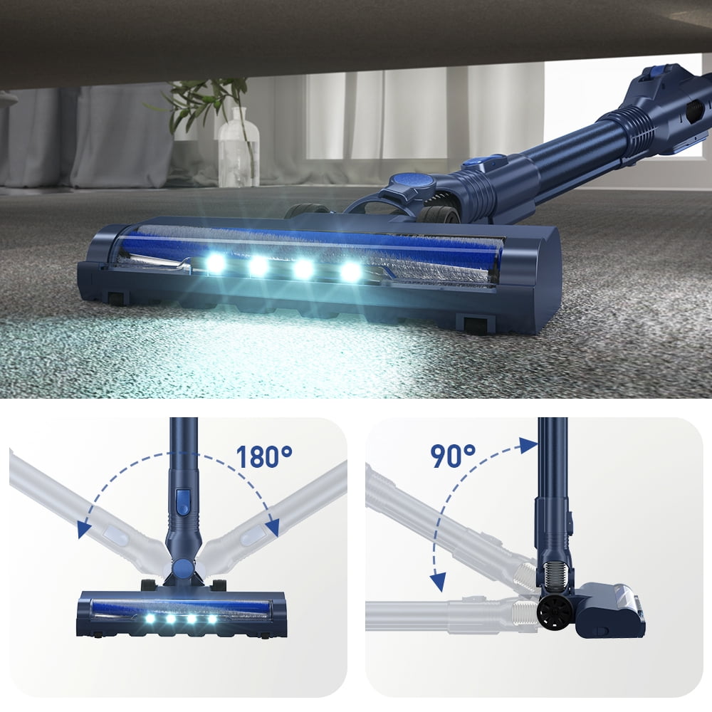 PrettyCare Cordless Stick Vacuum Cleaner 25Kpa Powerful Suction Upright for Carpet Hard Floor Pet Hair W400 Purple