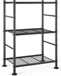3-Tier Steel Wire Storage Rack Organizer, Compact Metal Shelving Unit for Kitchen, Garage, 15.94" L x 10.03" W x 26.77" H, Black