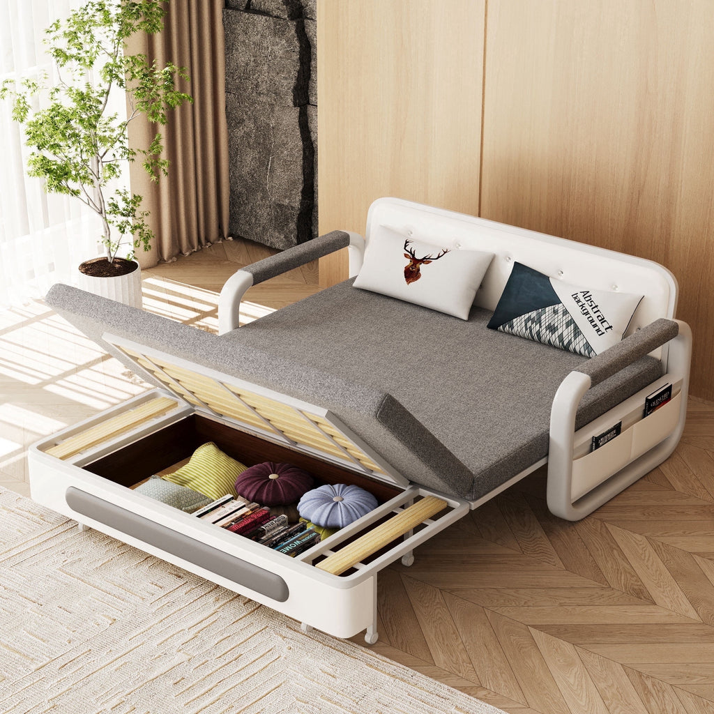 Furniture Modern Living 3-in-1 Sofa Bed, Gray Cotton-Linen with Assembly Tools