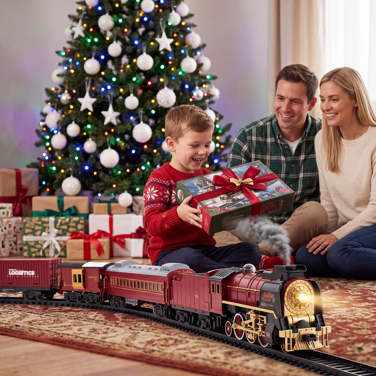 Train Set,Remote Control Trains for Set for Kids with Smokes, Lights and Sound,Toy Train Set for Under Christmas Tree, Holiday Birthday Gift for Boys and Girls
