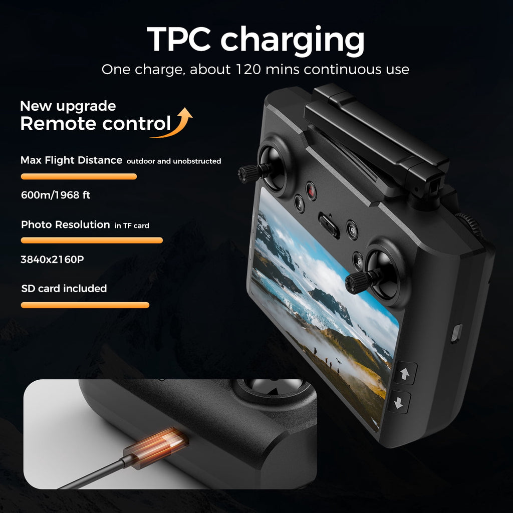 GPS Drone with 4K Camera,RC Drones with 4.5 inch HD Screen on Controller,Auto Return,2 Batteries for 45 min Flight Time,Long Range Transmission,Circle Fly and Follow Me Mode,Foldable Quadcopter