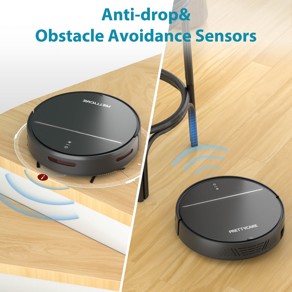 PrettyCare Robot Vacuum Cleaner with 2800Pa,Featured Carpet Boost,Tangle-Free,Ultra Slim,Self-Charging C1 v2