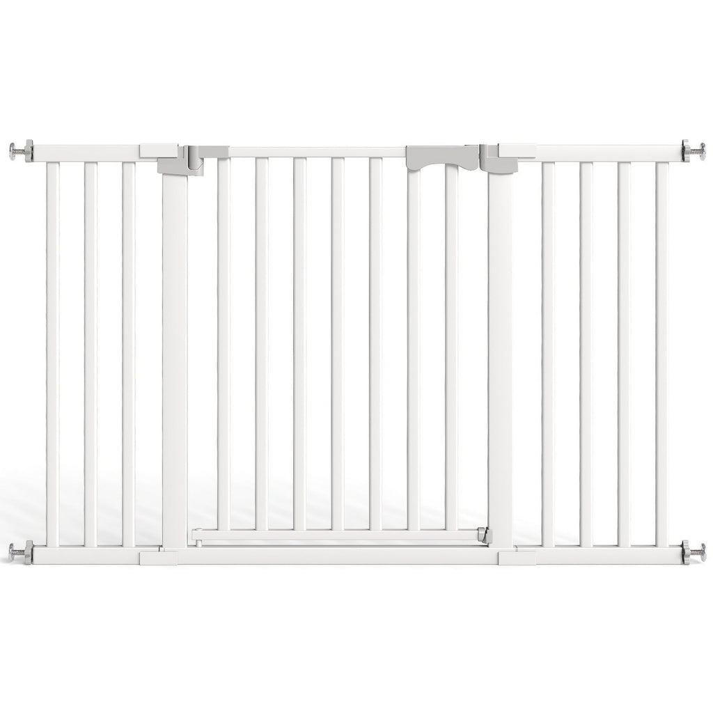 30"-50" Baby Gates for Doorway, Auto Close Pet Gate, Gifts for Mom, Easy Install Pressure Mounted Dog Door, White