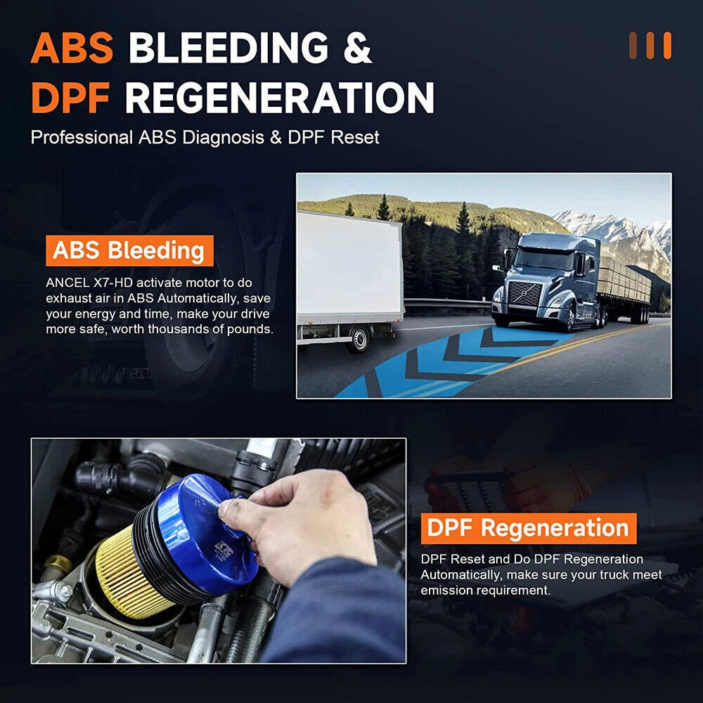 X7 HD 10" Heavy Duty Truck Scanner Bidirectional Diesel Scan Tool with D-P-F/C0ding, 40+ Reset, Full System Diesel Diagnostic Scan Tool for Cummins Detroit Heavy Truck Pickup Tractor Semi Truck