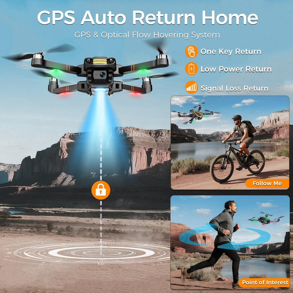 GPS Drone with 4K Camera,RC Drones with 4.5 inch HD Screen on Controller,Auto Return,2 Batteries for 45 min Flight Time,Long Range Transmission,Circle Fly and Follow Me Mode,Foldable Quadcopter