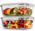 4 Piece Glass Food Storage Set, 2 Pack 63 Oz Glass Containers with Locking Leakproof Lids, Meal Prep & Food Storage Containers, Gray