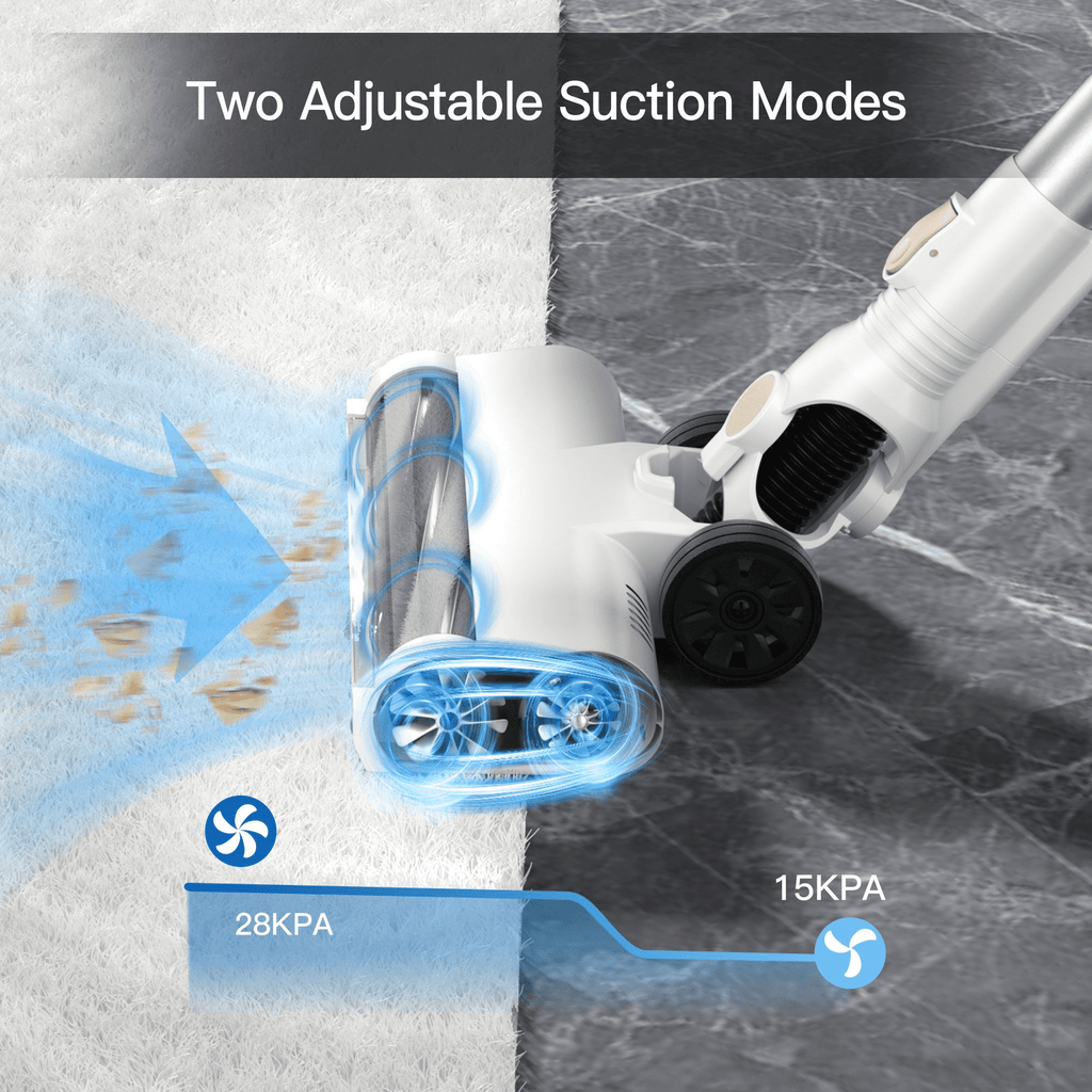PrettyCare Cordless Stick Vacuum Cleaner Lightweight Upright for Carpet Hard Floor Pet Hair W200-W