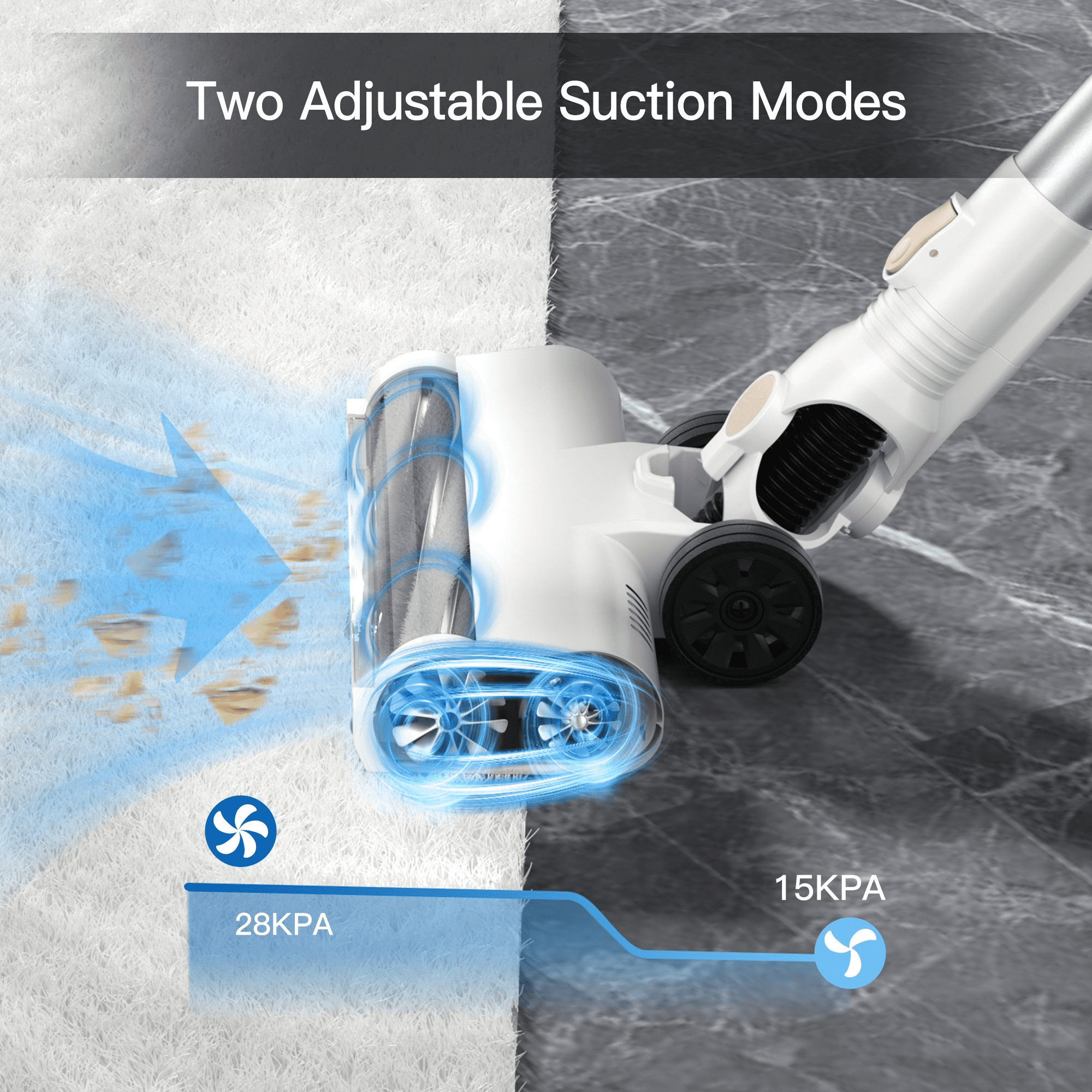 PrettyCare Cordless Stick Vacuum Cleaner Lightweight Upright for Carpet Hard Floor Pet Hair W200-W