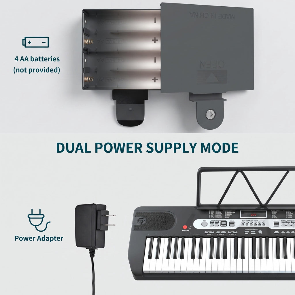 61 Key Piano Keyboard Portable Electronic Keyboard Piano for Beginners Kids and Adults, Electric Music Keyboard with Microphone, Black
