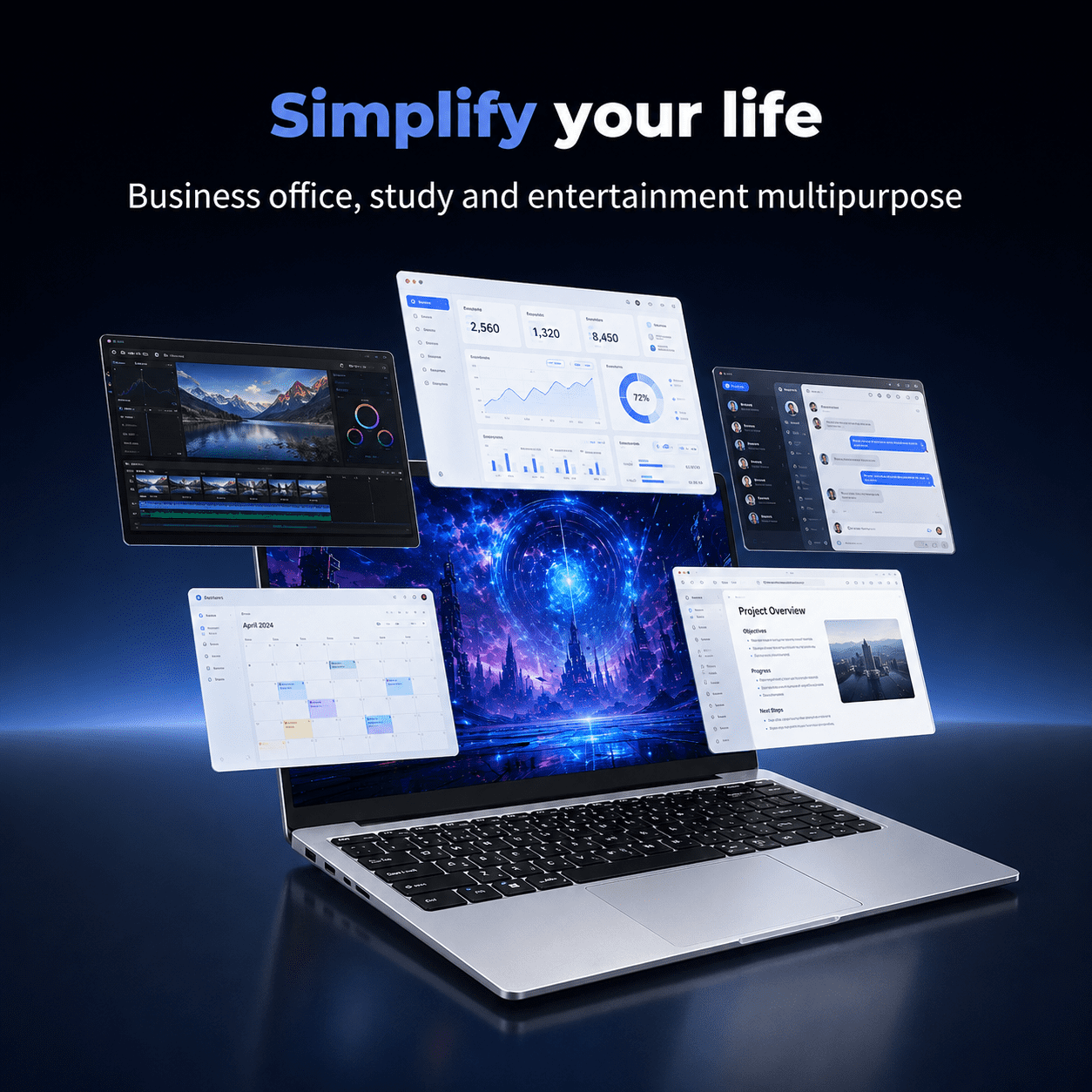 14.1" Laptop Computer, Intel Celeron N3450, 6GB RAM, 128GB SSD, Full HD Display, Ultra-Slim Notebook with WiFi, HDMI and Webcam, Silver