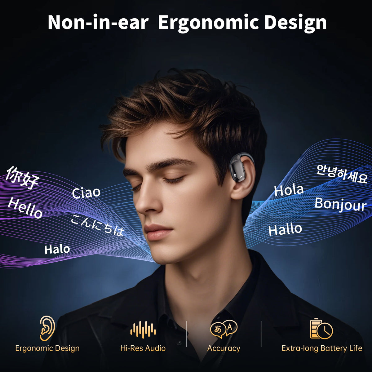 AI Translation Earbuds Real Time, 144 Languages Translator Earbuds, 3-in-1 Wireless Bluetooth Open-Ear Headphones with App for iOS & Android, Travel, Business & Language Learning