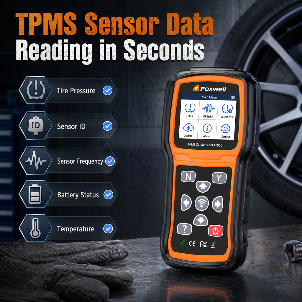 T1000 Car TPMS Reset Tire Pressure Sensor Activate Program-ming Scan Tool, Key Fob Testing, Lifetime Free Update