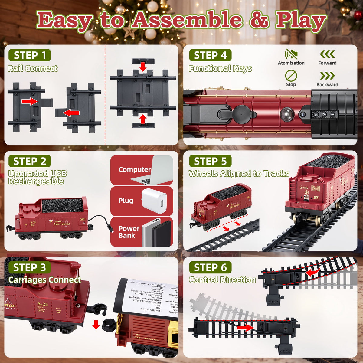 Train Set,Remote Control Trains for Set for Kids with Smokes, Lights and Sound,Toy Train Set for Under Christmas Tree, Holiday Birthday Gift for Boys and Girls