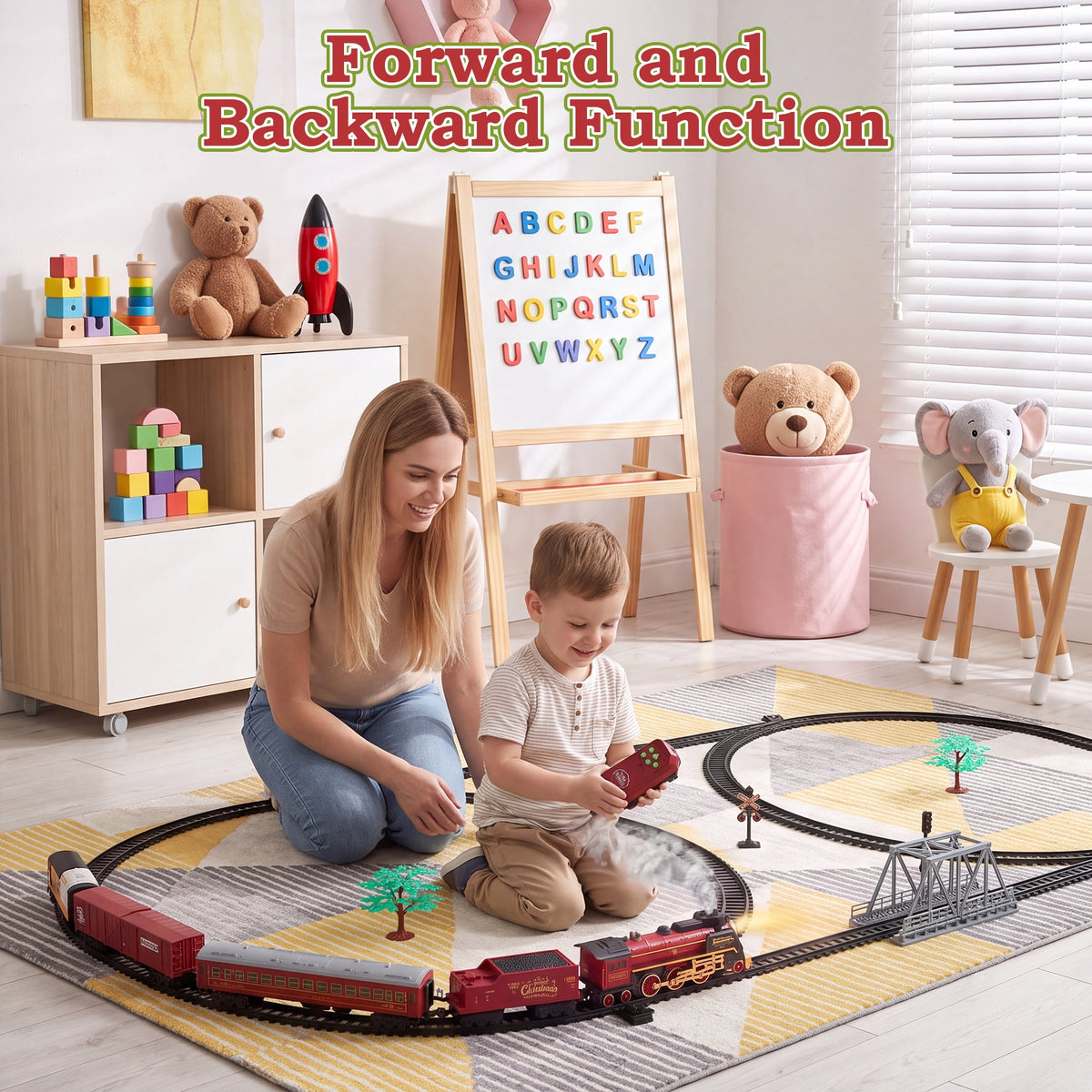 Train Set,Remote Control Trains for Set for Kids with Smokes, Lights and Sound,Toy Train Set for Under Christmas Tree, Holiday Birthday Gift for Boys and Girls