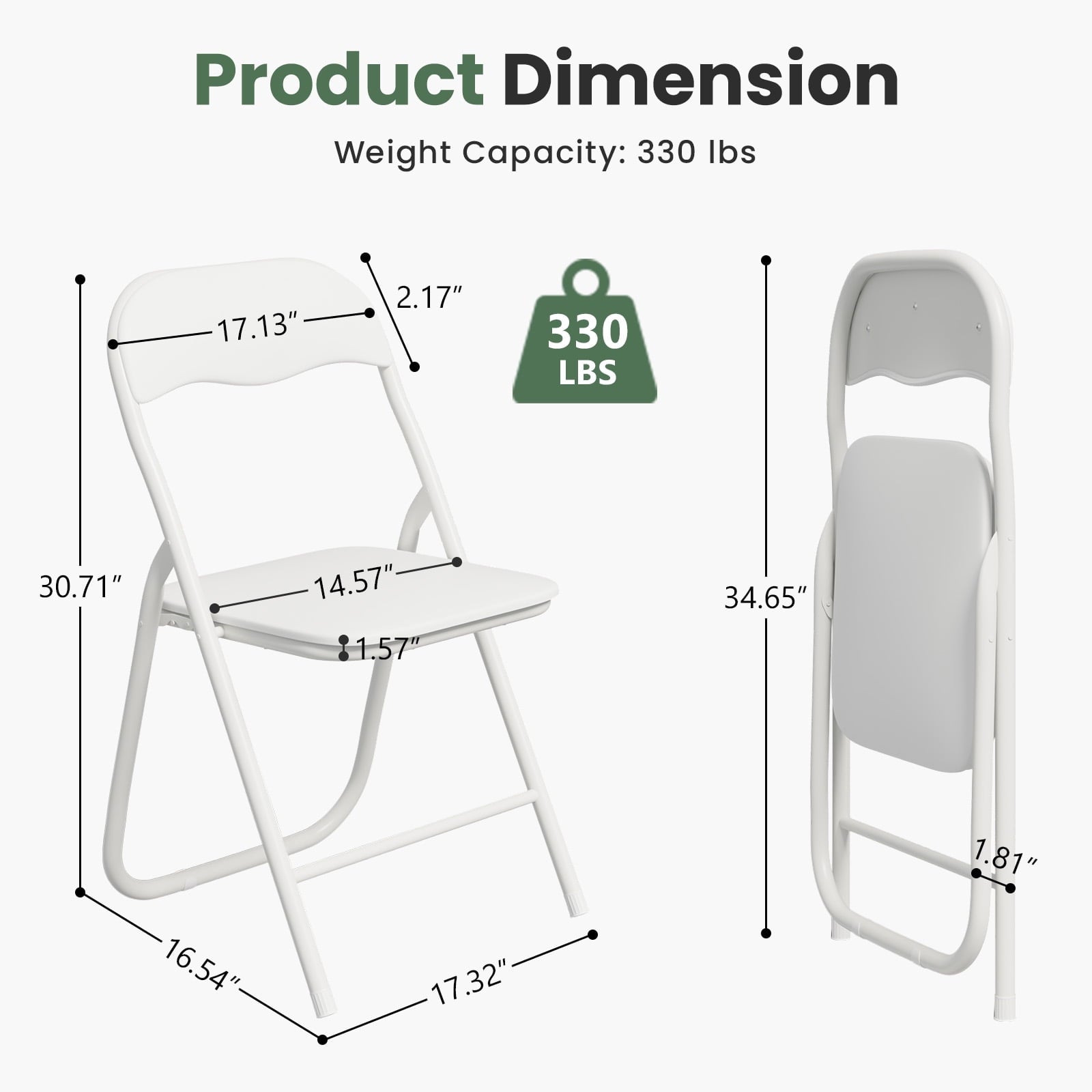Gelloan 4 Pack Folding Chairs, Leather Padded Seat with Metal Frame Home Office Party Use,White