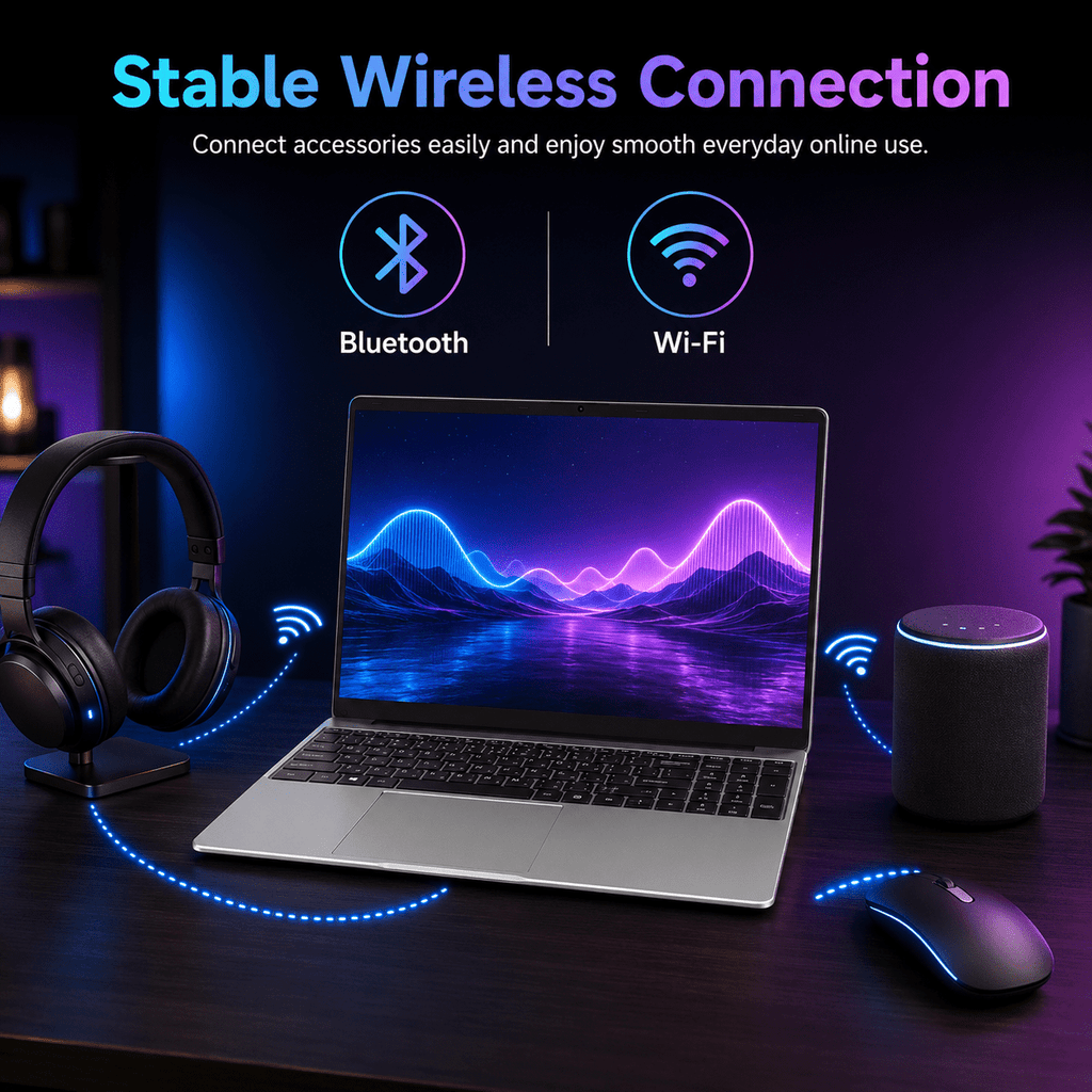 15.6 Student Laptop, Intel 5205U, 8GB RAM 256GB ROM Notebook Business Laptop for Beginner, Student, Business