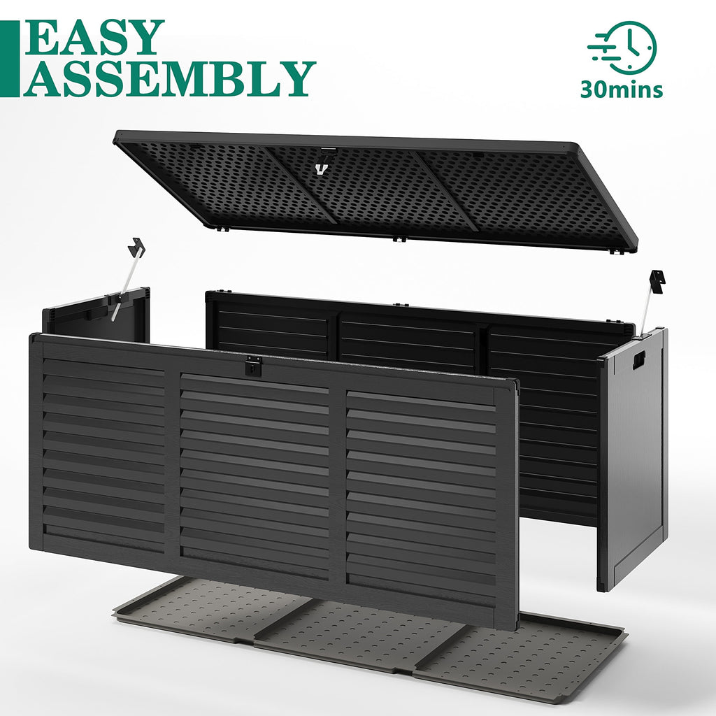 130 Gallon Resin Outdoor Storage Deck Box, Black