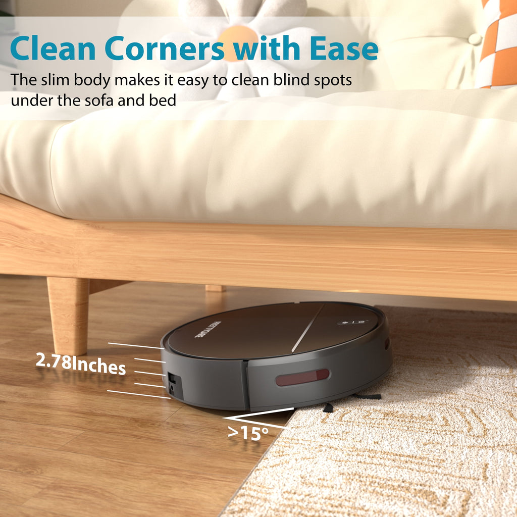 PrettyCare Robot Vacuum Cleaner with 2800Pa,Featured Carpet Boost,Tangle-Free,Ultra Slim,Self-Charging C1 v2
