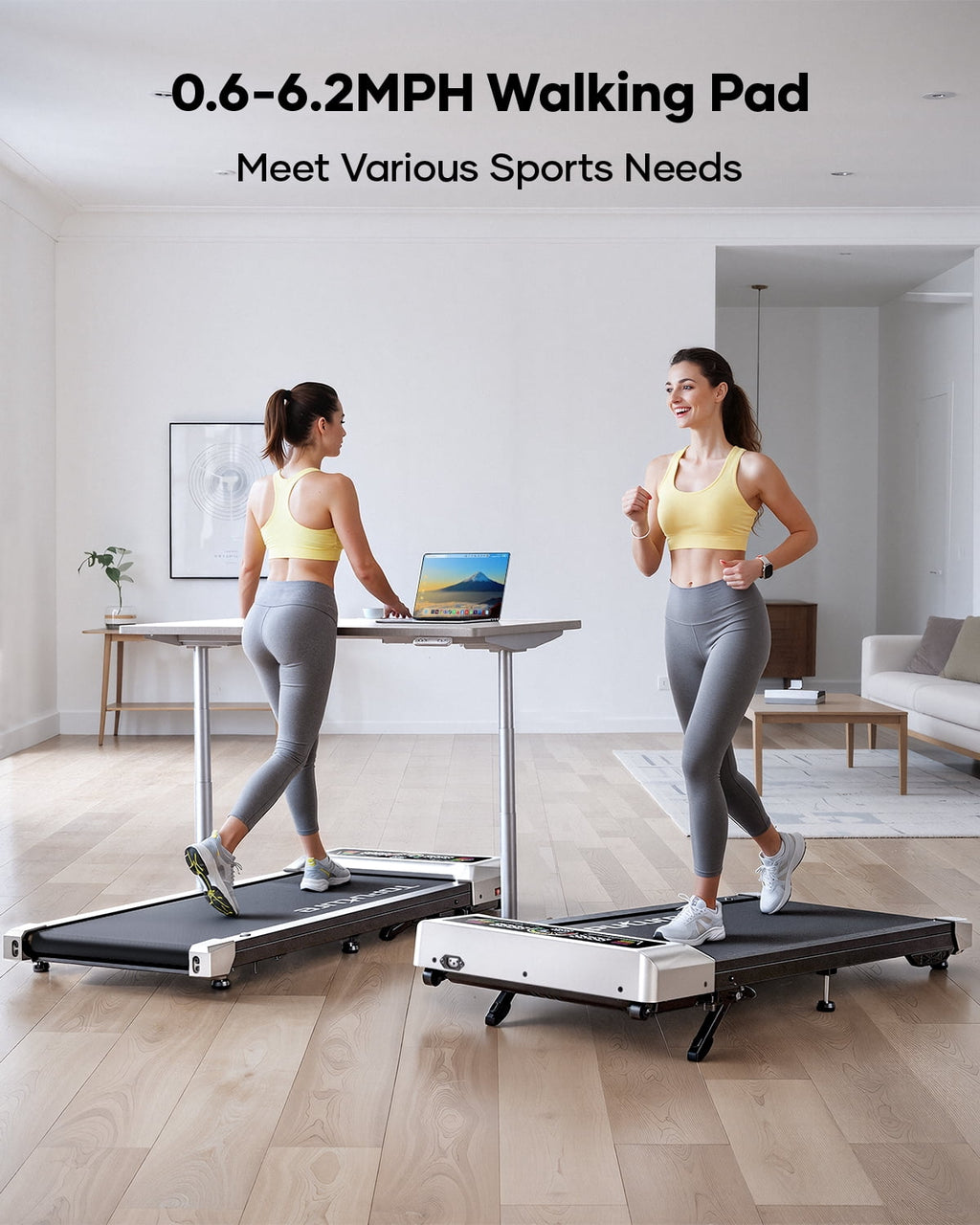 Toputure Walking Pad with 3-Level Manual Incline, Bluetooth APP, 12 Workout Programs, LED Display, Compact Under Desk Treadmill for Home & Office