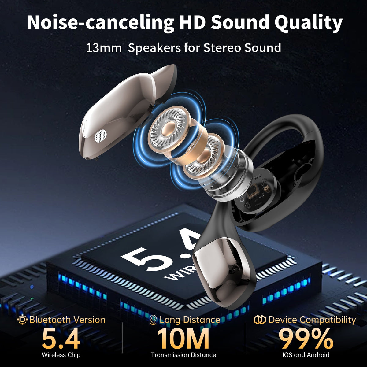 AI Translation Earbuds Real Time, 144 Languages Translator Earbuds, 3-in-1 Wireless Bluetooth Open-Ear Headphones with App for iOS & Android, Travel, Business & Language Learning