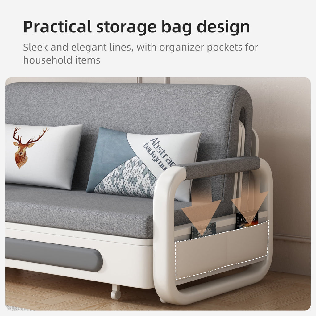 Furniture Modern Living 3-in-1 Sofa Bed, Gray Cotton-Linen with Assembly Tools