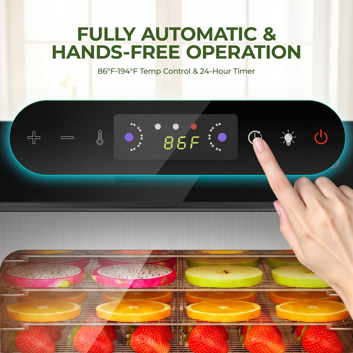 Food Dehydrator Machine with 6 Stainless Steel Large Trays,400W Fruit Dehydrator,24H Timer and 194°F Temperature Control, Food Dryer for Jerky, Herb, Meat,Beef,Fruit and Dog Treats,Silver