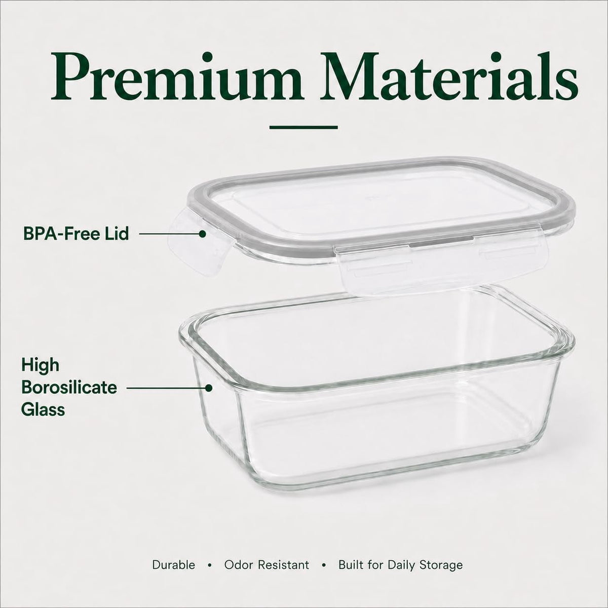 4 Piece Glass Food Storage Set, 2 Pack 63 Oz Glass Containers with Locking Leakproof Lids, Meal Prep & Food Storage Containers, Gray