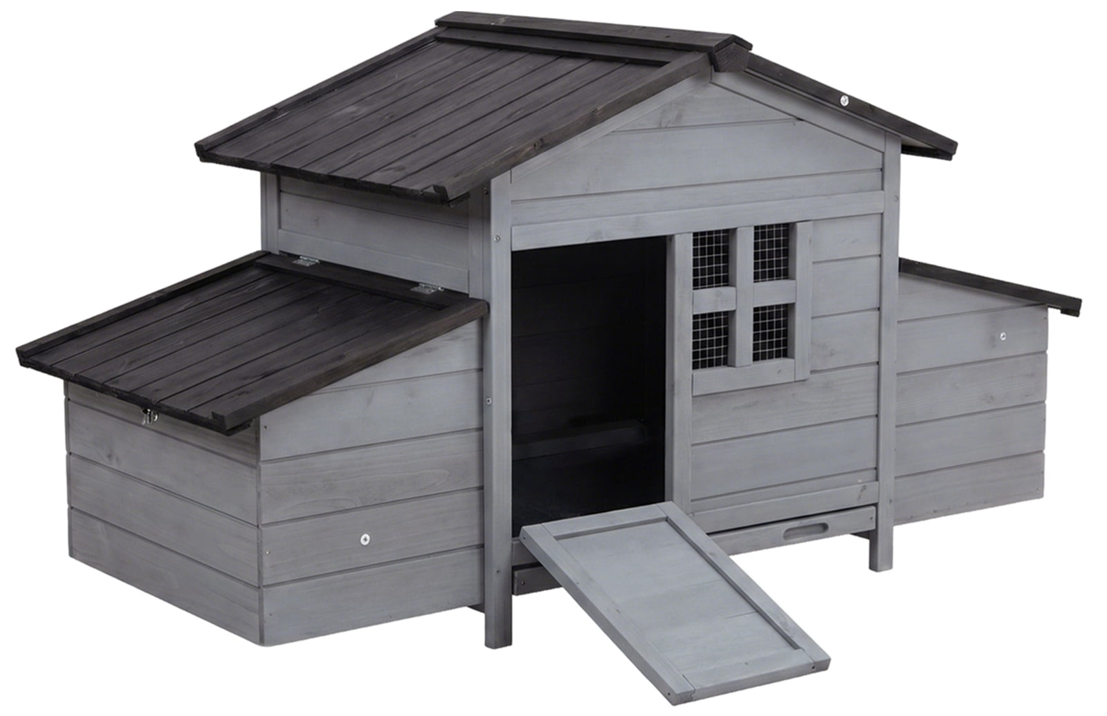 Gaildon Double-Egg-Box Chicken Coop for 2-4 Chickens, Weatherproof Chicken House Poultry Cage with Nesting Box for Outdoor Backyard, Grey