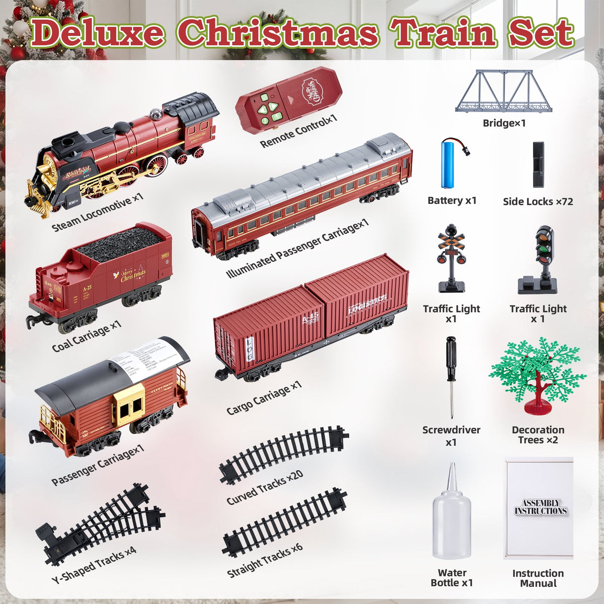 Train Set,Remote Control Trains for Set for Kids with Smokes, Lights and Sound,Toy Train Set for Under Christmas Tree, Holiday Birthday Gift for Boys and Girls