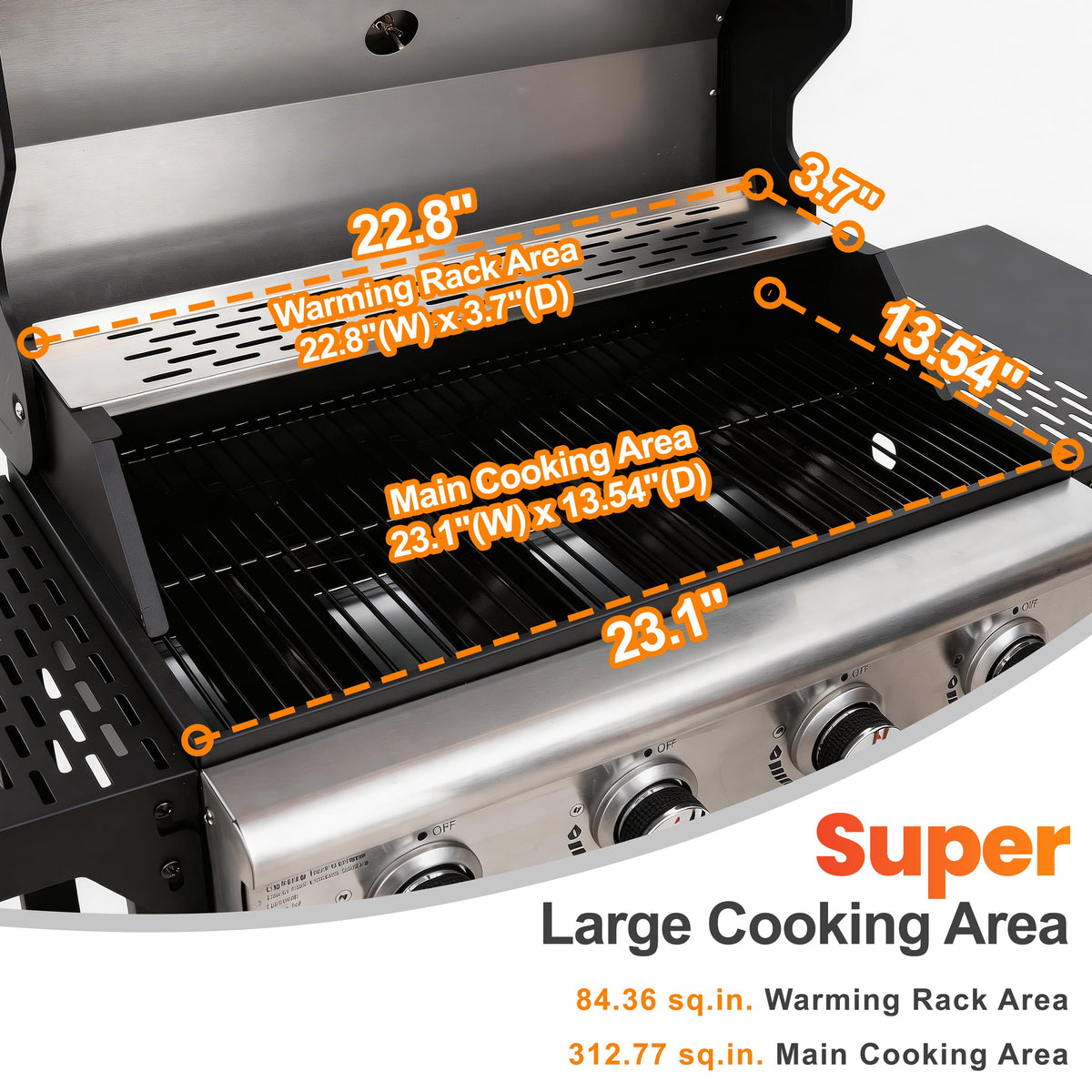 4-Burner Propane Gas Grill, 36000 BTU Stainless Steel BBQ Grill