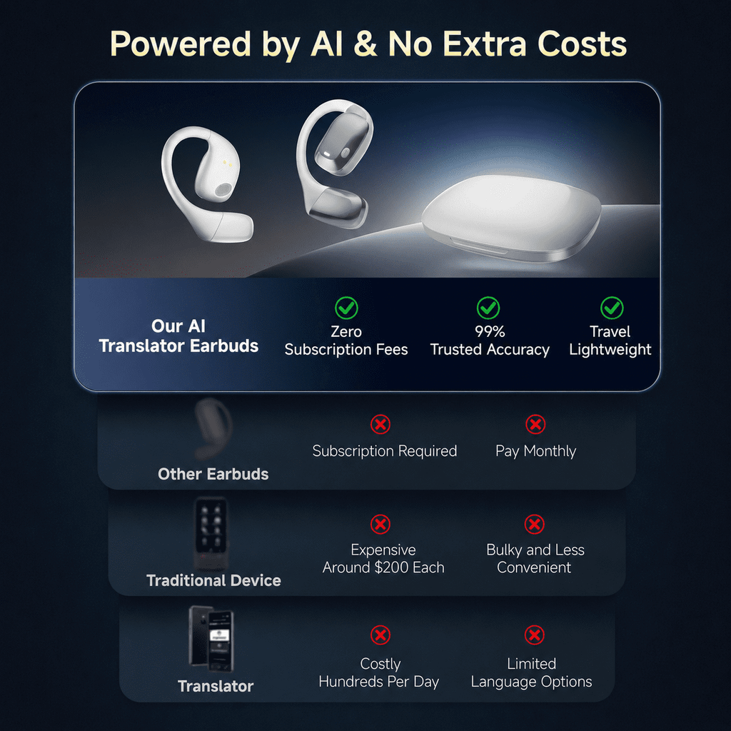 AI Translation Earbuds Real Time, Open-Ear Wireless Earbuds with 144 Languages Translator Earbuds, IPX5 Bluetooth Headphones Music & Calls for Travel, Business, gifts for woman