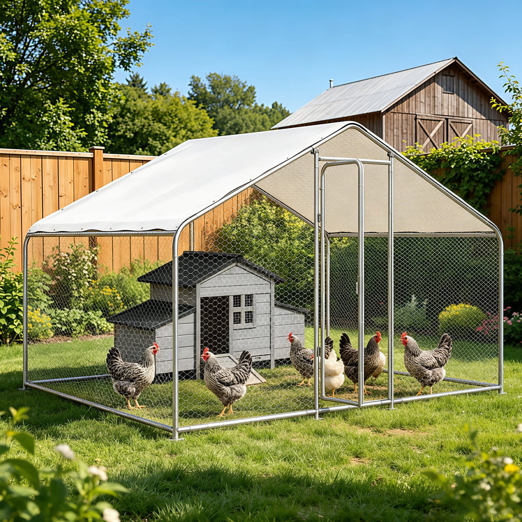 Gaildon Double-Egg-Box Chicken Coop for 2-4 Chickens, Weatherproof Chicken House Poultry Cage with Nesting Box for Outdoor Backyard, Grey