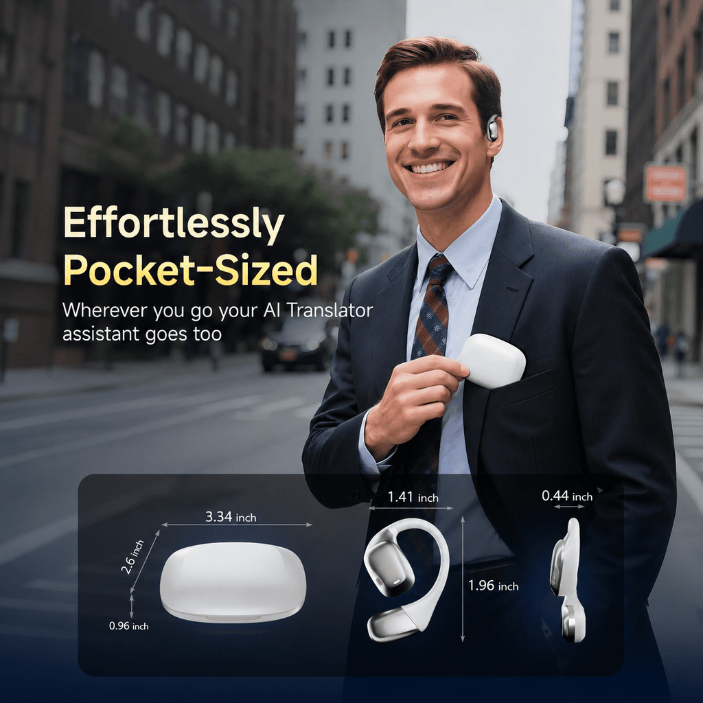 AI Translation Earbuds Real Time, Open-Ear Wireless Earbuds with 144 Languages Translator Earbuds, IPX5 Bluetooth Headphones Music & Calls for Travel, Business, gifts for woman