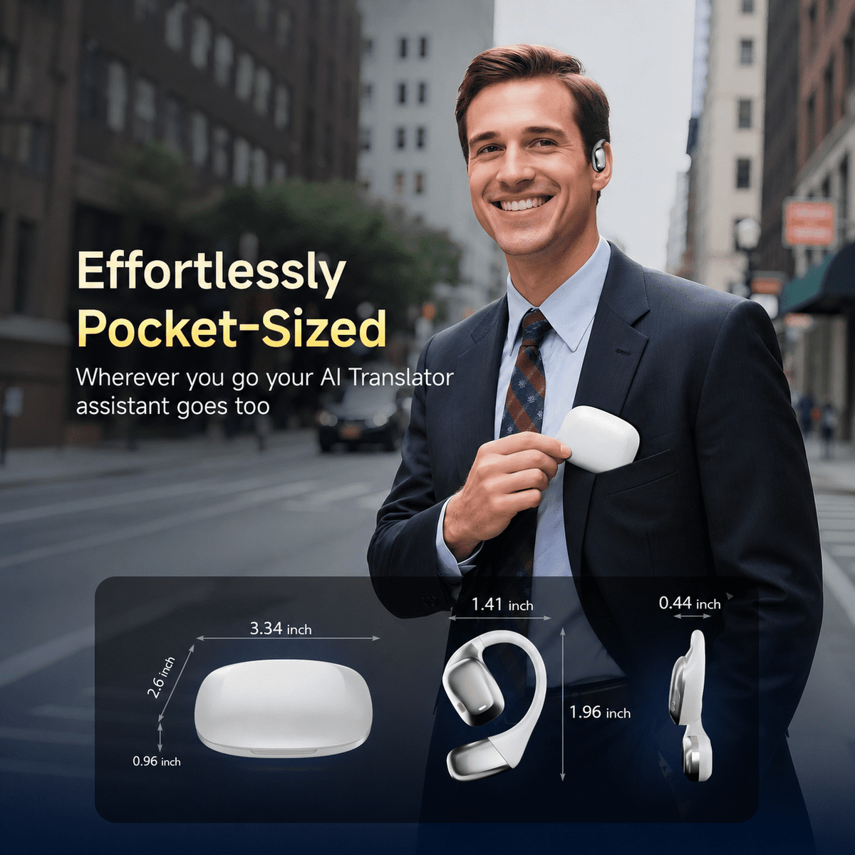 AI Translation Earbuds Real Time, Open-Ear Wireless Earbuds with 144 Languages Translator Earbuds, IPX5 Bluetooth Headphones Music & Calls for Travel, Business, gifts for woman